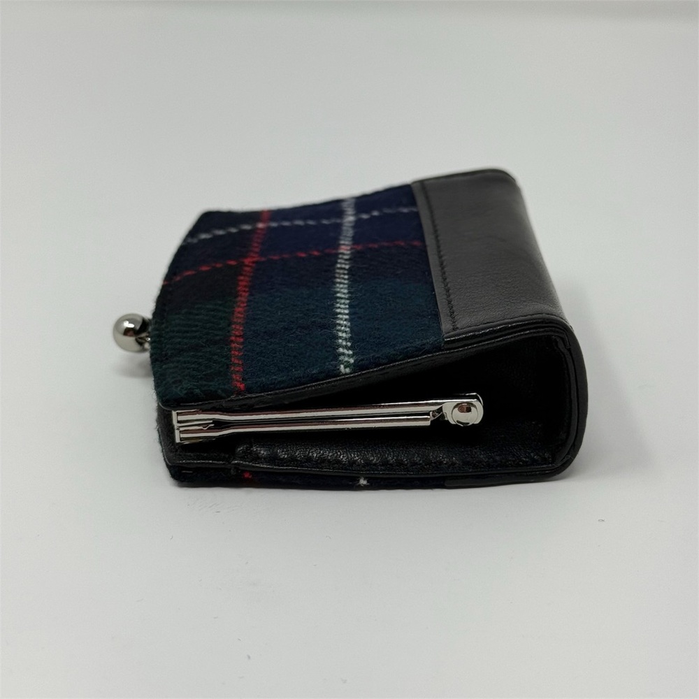Vintage Coach Plaid Coin Purse Wallet Kisslock Leather Trim Tartan Wool Small - Picture 4 of 12